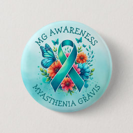 MG Bewustzijn | Myasthenia gravis-lint Ronde Button 5,7 Cm