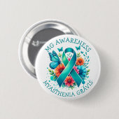 MG Bewustzijn | Myasthenia gravis-lint Ronde Button 5,7 Cm (Voorkant /achterkant)