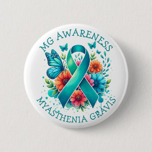 MG Bewustzijn   Myasthenia gravis-lint Ronde Button 5,7 Cm
