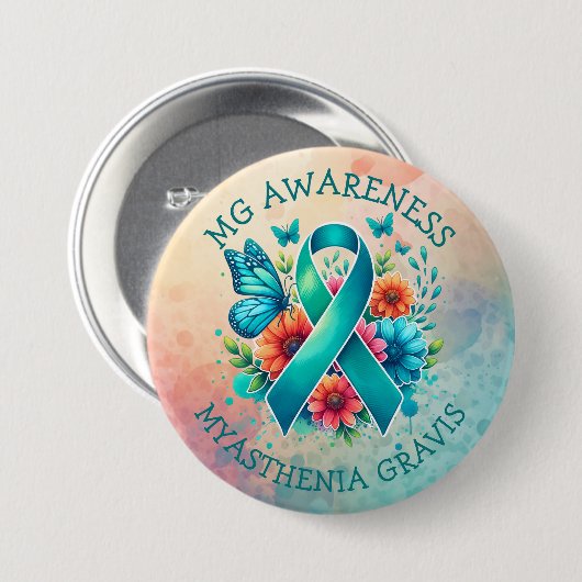 MG Bewustzijn | Myasthenia gravis-lint Ronde Button 7,6 Cm (Voorkant /achterkant)