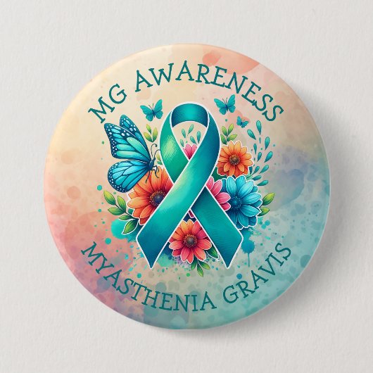 MG Bewustzijn | Myasthenia gravis-lint Ronde Button 7,6 Cm (Voorkant)