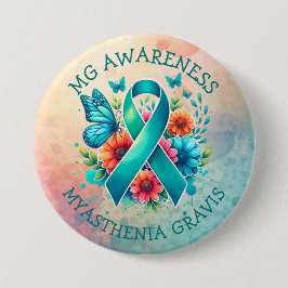 MG Bewustzijn | Myasthenia gravis-lint Ronde Button 7,6 Cm