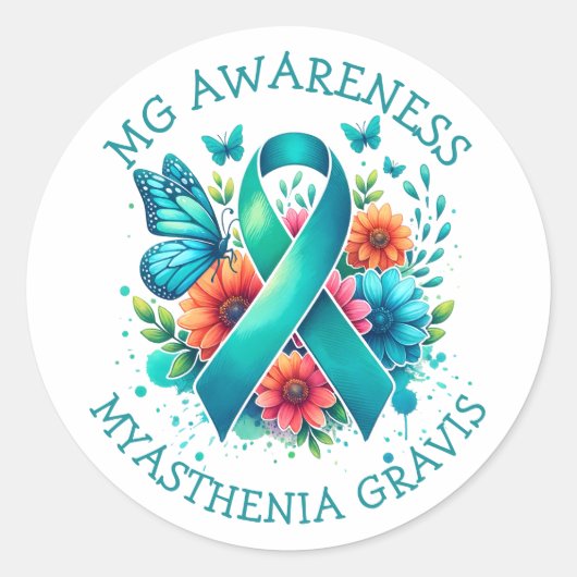 MG Bewustzijn | Myasthenia gravis-lint Ronde Sticker (Voorkant)