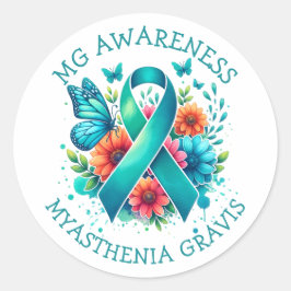 MG Bewustzijn | Myasthenia gravis-lint Ronde Sticker
