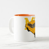 mg geel tweekleurige koffiemok (Voorkant links)