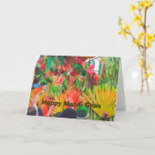 MG Kleurrijke praalwagen en ruiters, Happy Mardi G Kaart (Gele Bloem)