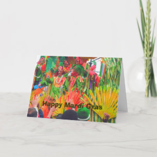 MG Kleurrijke praalwagen en ruiters, Happy Mardi G Kaart