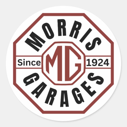 MG Morris Garages Classic Ronde Stickers (Voorkant)