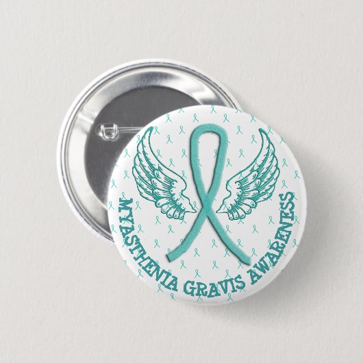 MG Warrior Angel Wings Awareness Ribbon Button (Voorkant /achterkant)