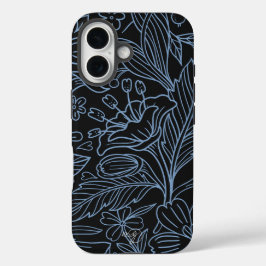 MG Zwart Botanisch Patroon IPhone case