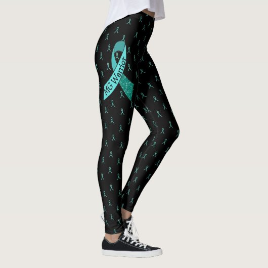 MG Zwarte en Blauwgroen linten Leggings (Rechts)