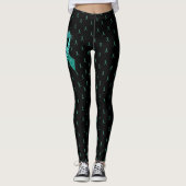 MG Zwarte en Blauwgroen linten Leggings (Voorkant)
