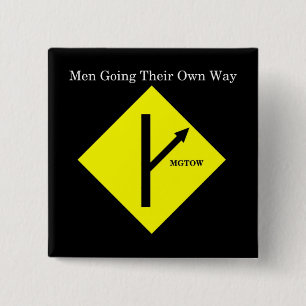 MGTOW Logo Button-vierkant-Zwarte achtergrond Vierkante Button 5,1 Cm