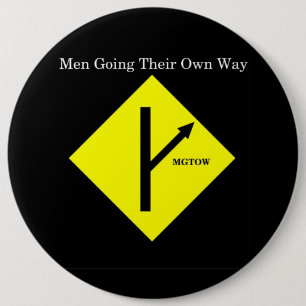 MGTOW Logo Button-XXLarge Grootte-Zwarte Achtergro Ronde Button 6,0 Cm