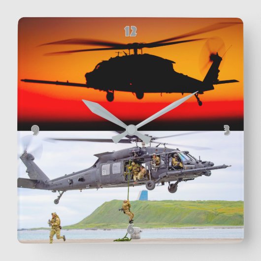 MH-60 M ZWARTE HAWK VIERKANTE KLOK (Voorkant)