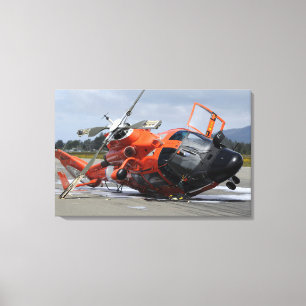 MH-65 Dolphin-helikopter neergestort op Arcata Air Canvas Afdruk