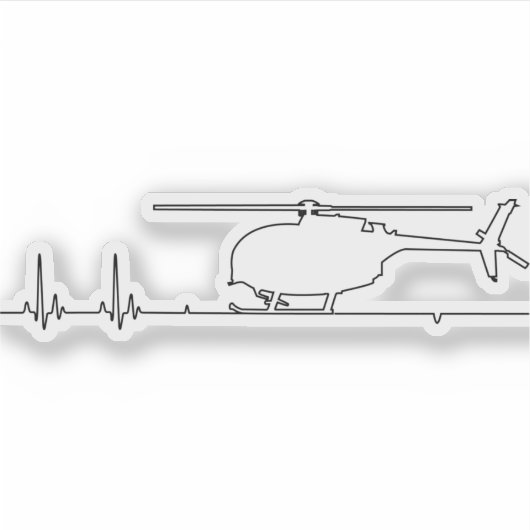 MH-6 Little Bird Helicopter Heartbeat Pulse Sticker (Voorkant)
