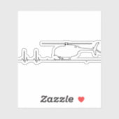 MH-6 Little Bird Helicopter Heartbeat Pulse Sticker (Vel)