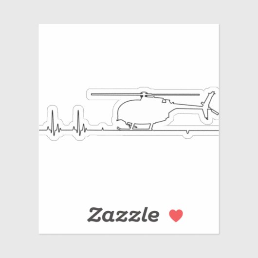 MH-6 Little Bird Helicopter Heartbeat Pulse Sticker (Vel)