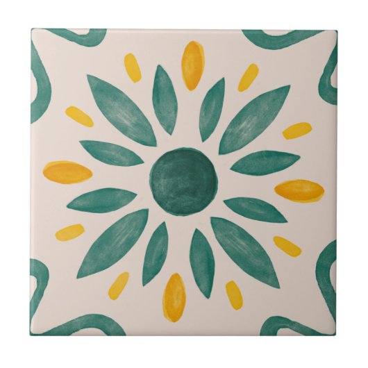 MHN Green en Yellow Tegel Collectie Tegeltje (Voorkant)