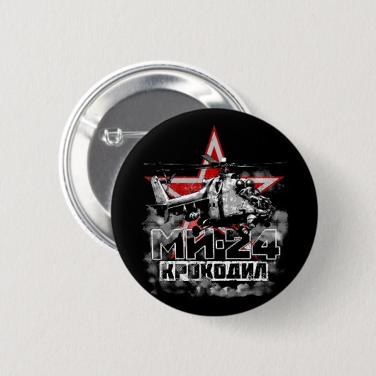 Mi-24 Grote Sovjethelikopter Ronde Button 5,7 Cm (Voorkant /achterkant)