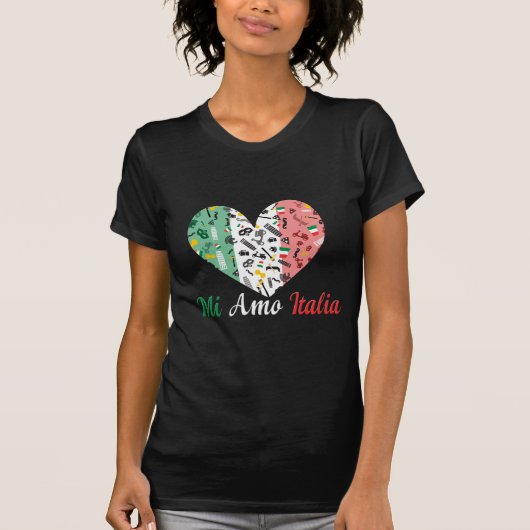 Mi Amo Italia - Hart onder Italiaanse vlag T-shirt (Voorkant)