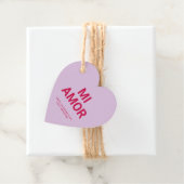 Mi amor paarse hart schattig Spaans Valentijnsdag Bedankjes Labels (In situ)