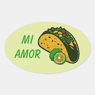 Mi Amor Taco en Limoen  Ovale Sticker