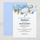 Mi Bautizo Blauw Bloemen/lichtblauw Kaart (Voorkant / Achterkant)