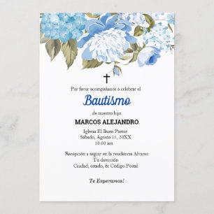 Mi Bautizo Blauw Bloemen/lichtblauw Kaart