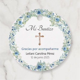 Mi Bautizo Favor Tags - Blauwe doop Ronde Labels