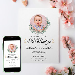 Mi Bautizo Foto Botanisch Spaans Elegant Kaart
