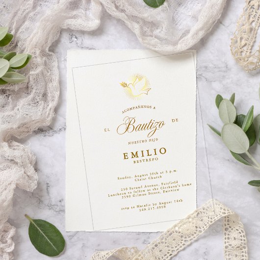 Mi Bautizo Gold Dove Spaanse doop Acryl Uitnodigingen