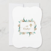 Mi Bautizo Invitacion Ivory Mint Floral Baptisme Kaart (Achterkant)
