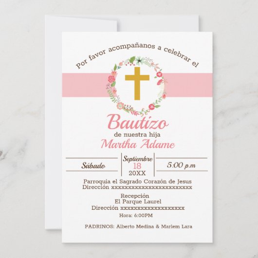 Mi Bautizo para Niña Kaart (Voorkant)