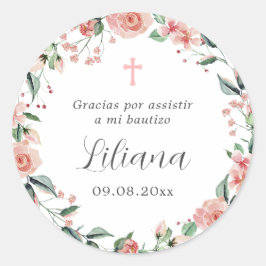 Mi Bautizo Recuerdos Para Bautizo Spaanse doop Ronde Sticker