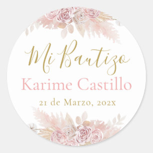 Mi Bautizo roze Ronde Sticker