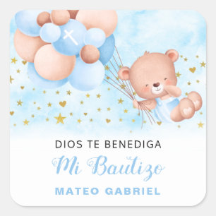 Mi Bautizo Spaans Baptism Favors Square Sticker