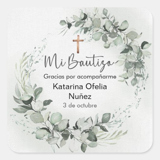 Mi Bautizo Sticker | Persoonlijk Baptism Label (Voorkant)