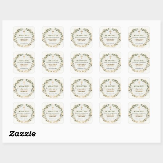 Mi Bautizo Stickers Personalized Baptism Labels (Vel)