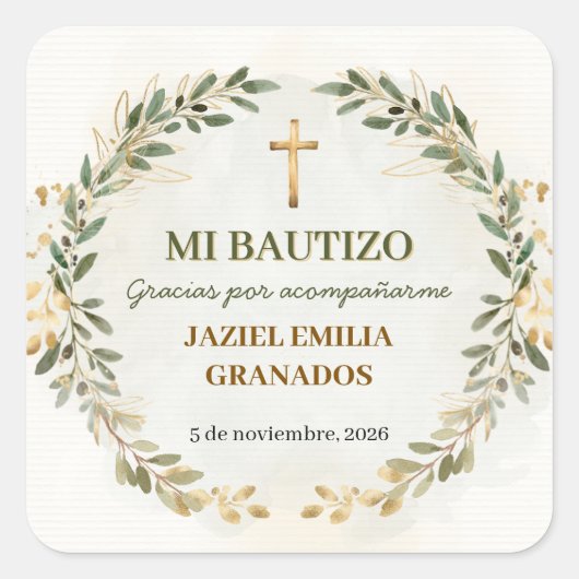 Mi Bautizo Stickers Personalized Baptism Labels (Voorkant)
