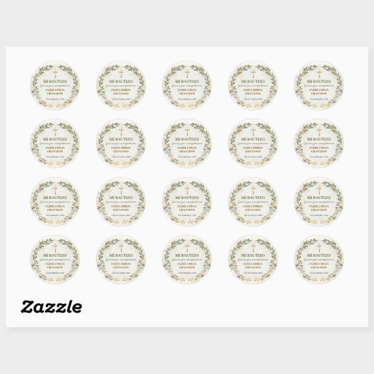 Mi Bautizo Stickers Personalized Baptism Labels (Vel)