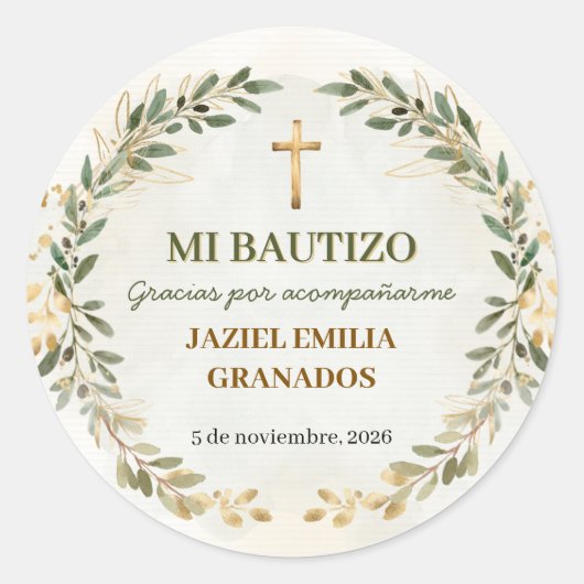 Mi Bautizo Stickers Personalized Baptism Labels (Voorkant)