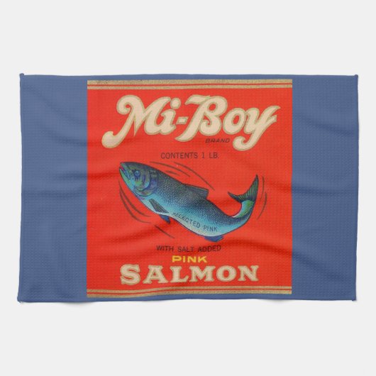 Mi-Boy roze zalm uit de jaren '30 Theedoek (Horizontaal)