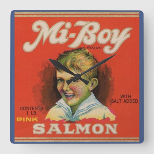 Mi-Boy roze zalm uit de jaren '30 Vierkante Klok (Voorkant)
