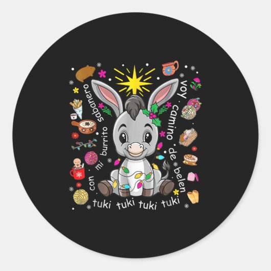 Mi Burrito Sabanero Mexican Christmas Spanish Xmas Ronde Sticker (Voorkant)