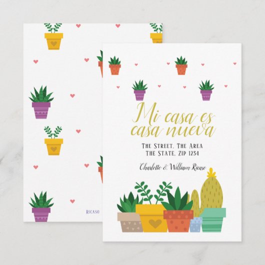 Mi casa es casa nueva Nieuw adres Aankondiging (Voorkant / Achterkant)