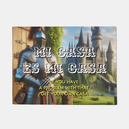 Mi Casa es Mi Casa met ridder welkomstmat Deurmat (Voorkant)