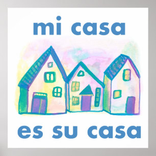 Mi Casa S Su Casa Cute Colorful Houses Print
