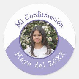 Mi Confirmación con Foto y Fecha Ronde Sticker